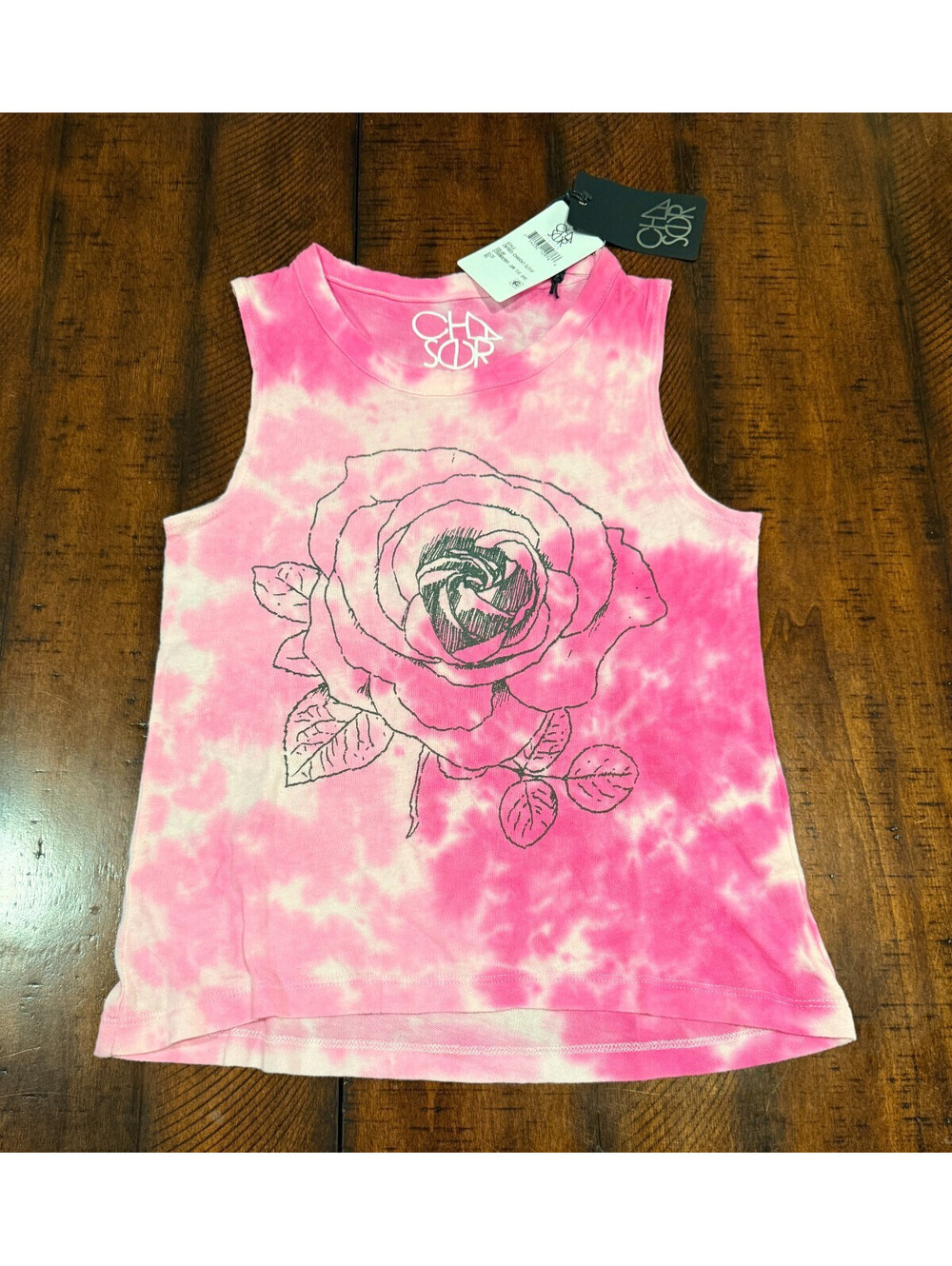 Chaser Rose Graphic Tie Dye Muscle Tank Pink Strawberry Jam NWT Extra Small